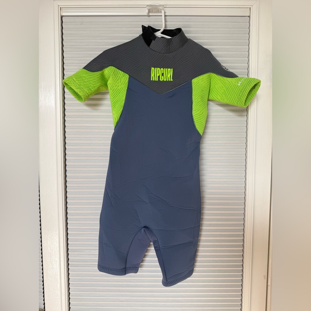 Ripcurl Boys 2mm Dawn Patrol Spring Wetsuit- Blue and Green Size 8